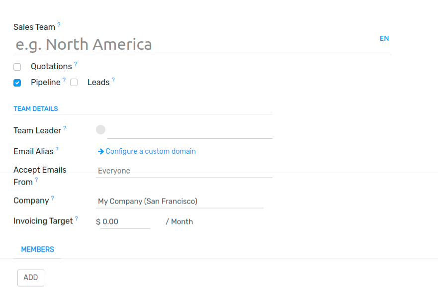 Configuring Sales Teams