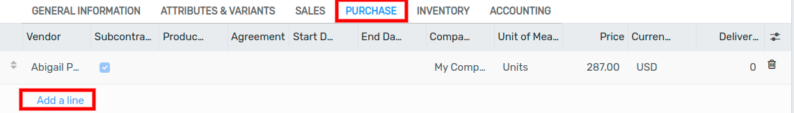 View of the way to add vendors to products