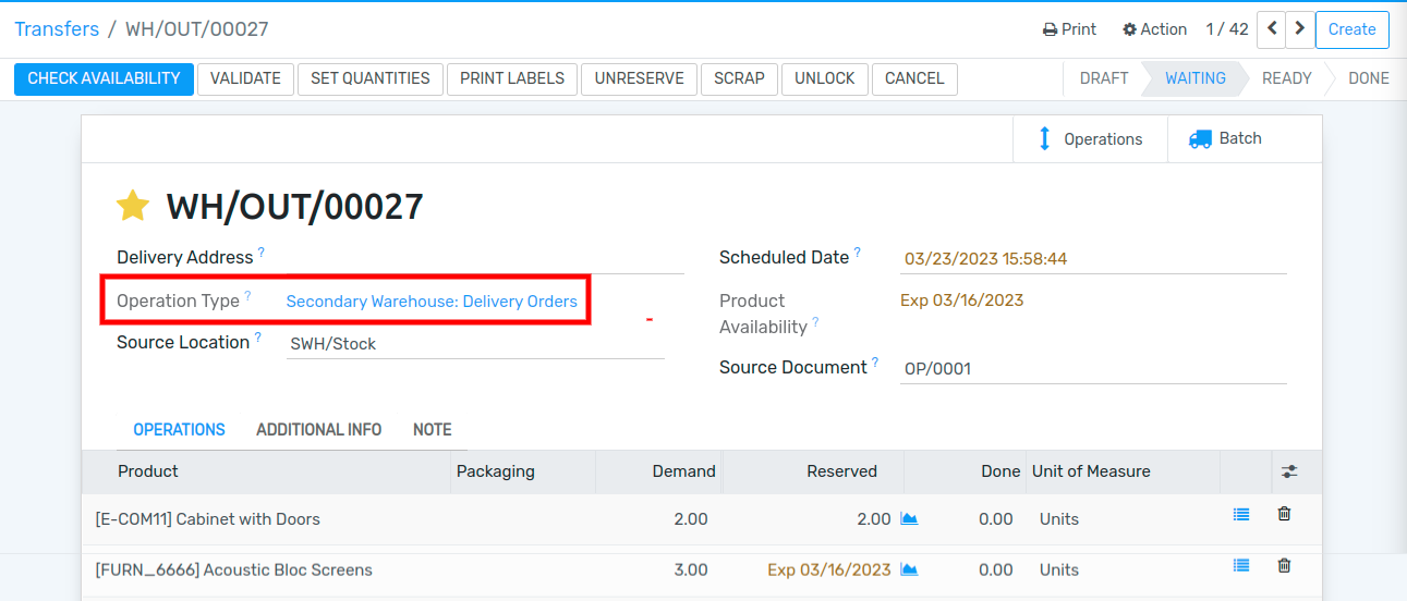 A warehouse order for resupplying one warehouse's stock with another.