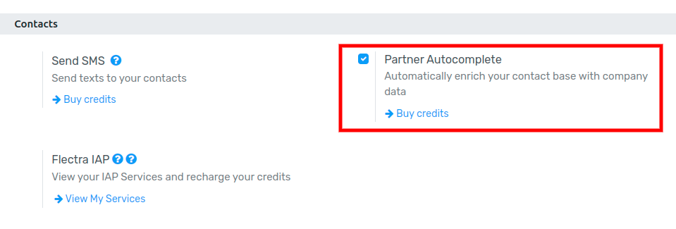 View of settings page and the activations of the feature in Flectra