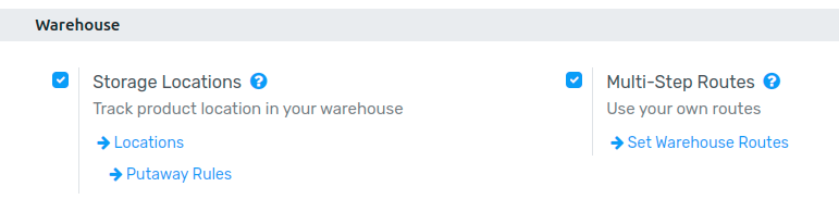 Enable the storage location feature in Flectra Inventory settings.