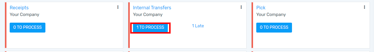 View of the button to click to see the internal transfers that need to be processed