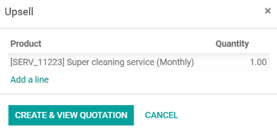 Add products to your subscription via the upsell option in Flectra Subscriptions