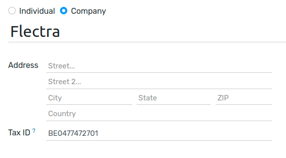Fill out the contact form with the country and VAT number before clicking on *Save*