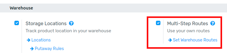 Enable Multi-Step Routes in Inventory settings.